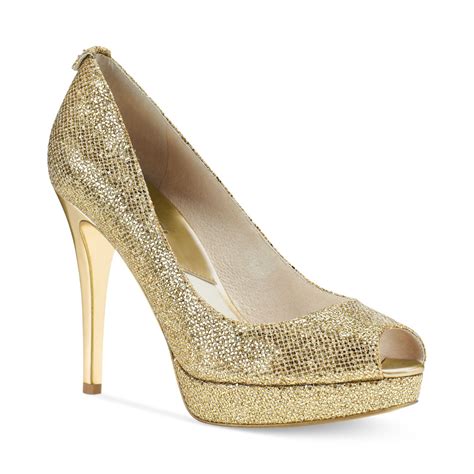 michael kors pale gold pumps|michael kors suede heels.